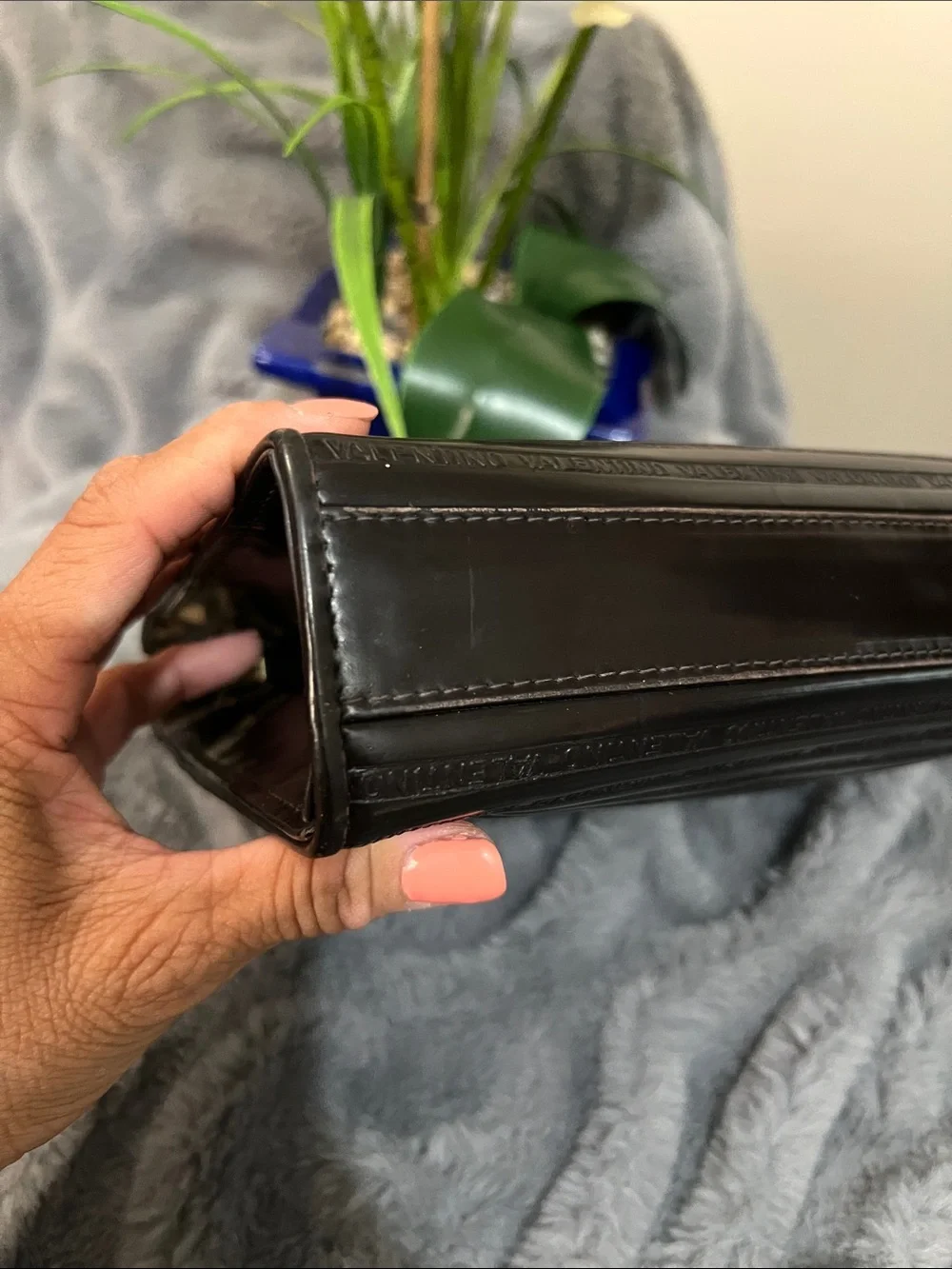 Mario Valentino Vintage Black Logo Leather Clutch GUC retail $349